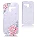 Mavis's Diary for Motorala Moto X Phone 3D Handmade Crystal Flower Bling Diamond Design Hard Cover White Case with Soft Clean Cloth - Pink