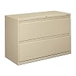 2-Drawer, Lateral, With Lock, 42"x19-1/4"x28-3/8", Putty