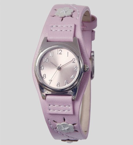 Floral Appliqu? Leather Strap Watch