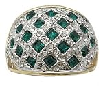 Emerald Green and White CZ Right Hand Ring for $32.49 [39,204% up]