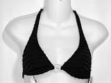 XOXO - XOXO Black Swim-top w/Rhinestone Heart & Loop Back