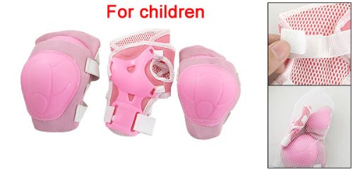Como Children Pink Wrist Elbow Knee Pad Sports Support Set Images