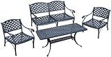 4 PC Black Metal Patio Living Set