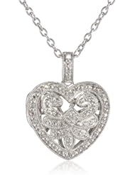 Sterling Silver Diamond Locket Necklace