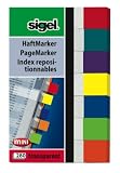 Produkt-Bild: Sigel HN677 Haftmarker Transparent, mini, 7 Farben im Pocket, rot,mint,violett,gelb,blau,gr&uuml;n,orange, 50x84 mm, 280 Blatt, Streifenformat: 50 mm x 12 mm