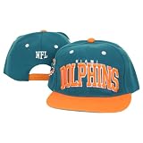 NFL Teams Embroidered Big Name and Logo Flat Bill Snap Back Hats - Miami Dolphins