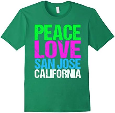 Men's Peace Love San Jose California T-Shirt Medium Kelly Green
