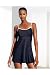 Shape fx All-over control gold-strap swimdress (plus-size 24W BLACK)