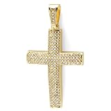 18k Yellow Gold Plated White CZ Cubic Zirconia Hip Hip Iced Micro Pave Mens Religious Cross Pendant (3 inch x 1.75 inch) 18k Yellow Gold Plated White CZ Cubic Zirconia Hip Hip Iced Micro Pave Mens Religious Cross Pendant (3 inch x 1.75 inch)