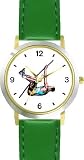 Man Pole Vaulting - Pole VaulterTrack & Field - WATCHBUDDY��� DELUXE TWO-TONE THEME WATCH - Arabic Numbers - Green Leather Strap-Women's Size-Small