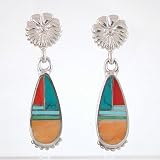 Ray Tracey Inlaid Earrings in Sterling Silver, #8620