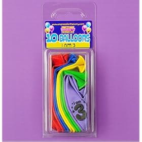 Pack of 10 3rd Birthday Latex Balloons