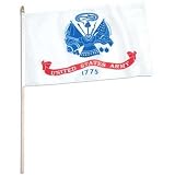Army Flag 12in x 18in Mounted on 24in Wooden Stick