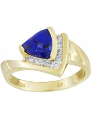 14K Yellow Gold Tanzanite and Diamond Ring -- LIFETIME WARRANTY