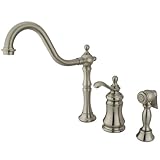 Kingston Brass KS7808TPLBS Templeton Widespread Kitchen Faucet with Brass Sprayer, Satin Nickel by K