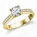 Jewelry : Diamond Engagement Ring in 18K Gold / Yellow - Certified, Round, 1.25 Carat, F Color, SI1 Clarity