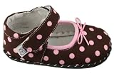 Pediped Grace Baby Mary Janes Shoes Brown Pink Polka Dot