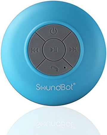 SoundBot? SB510 HD Water Proof Bluetooth 3.0 Speaker, Mini Water Resistant Wireless Shower Speaker, Handsfree Portable Speakerphone with Built-in Mic, 6hrs of playtime, Control Buttons and Dedicated Suction Cup for Showers, Bathroom, Pool, Boat, Car, Beach, & Outdoor Use, Blue