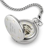 Personalized 14k Gold And Stainless Steel Skeleton Pocket Watch and K Gift 