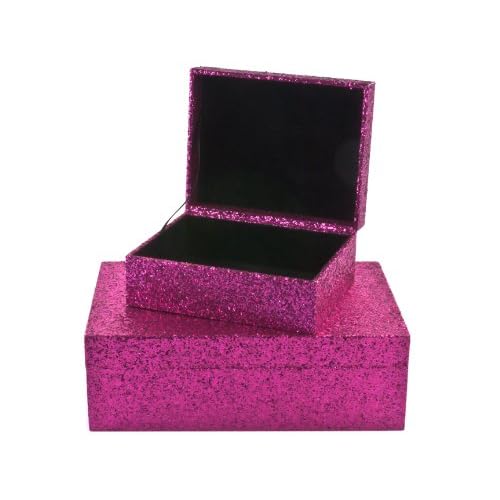 Present Time Wanted Pink Glitter Storage Box, Set of 2