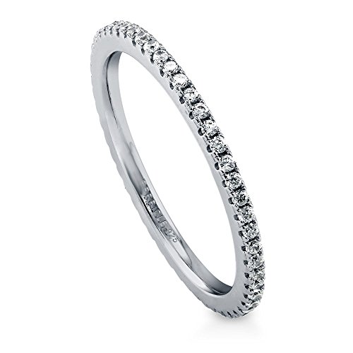 BERRICLE Sterling Silver 0.26 ct.tw Round Cubic Zirconia CZ Wedding Anniversary Eternity Band Ring