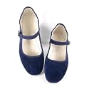 Samt-Ballerina CHINA FLAT blau