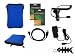 iShoppingdeals - Accessory Bundle Combo for Kobo eReader: Blue Neoprene Sleeve Case + Car Charger + Travel AC Charger + USB Data Cable + Screen Protector + Headphone + Fishbone Keychain