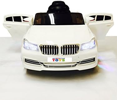 2 Speeds Electric Ride On Car Designed In BMW Style For Kids Boys &amp; Girls Aged 1-4 Years With RC (Remote Control), MP3 input, USB Input, SD Input, LED Lights &amp; Wheels, Opening Doors | White