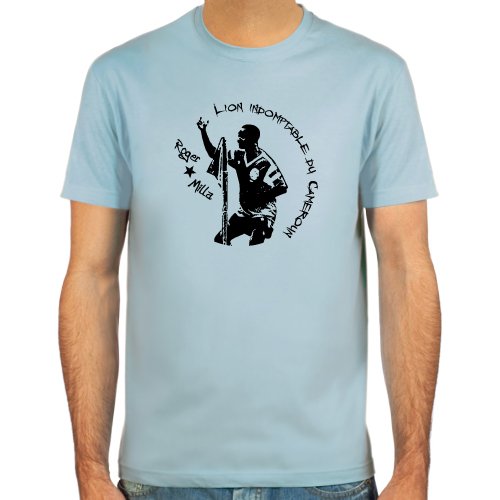 T-Shirt Roger Milla ::: Farbauswahl: skyblue, sand, weiß oder deepred ::: Fußball-Kult