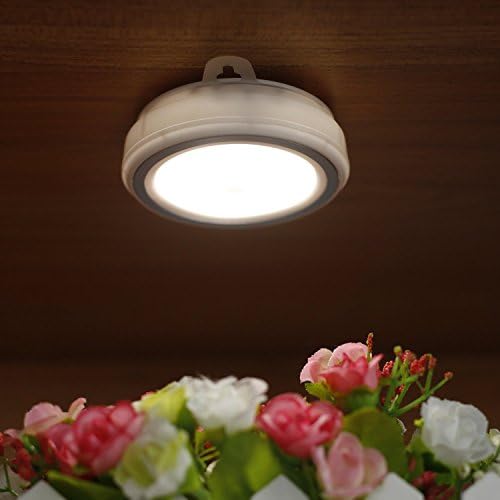 Signstek 3 Pack Wireless 5 LED 20lm PIR Motion & Light Sensor White Cabinet Wall Puck Night Lamps Staircase Step Light for Indoor Use