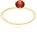 10k Yellow Gold 5mm Garnet Rope Design Solitaire Ring, Size 7