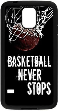 LeonardCustom Durable Protective TPU Rubber Fitted Cover Case for Samsung Galaxy S5 SV - Basketball Never Stops