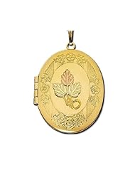 Stamper Black Hills Gold Locket. 10K Solid Gold Leaves Adornment. Gold Filled Chain. L127