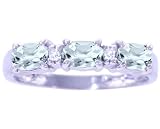 14K Yellow or White Gold Petite Oval Gemstone and Diamond Ring-Aquamarine-full, half sizes from 5-8.5