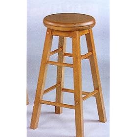 Click here to buy Set of 2 Oak Finish Wood 24H Swivel Bar Stool Stools by visiondecor Furniture.