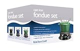 MasterClass Cast Iron Enamelled Fondue Gift Set with Six Forks - Black