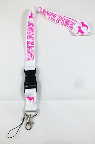 Love Pink Lanyard Key Chain Holder (White)