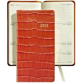 2013 Croco-Embossed ORANGE 6'' Pocket Datebook Diary in Fine Calfskin Leather by Graphic Image - 3.120x6
