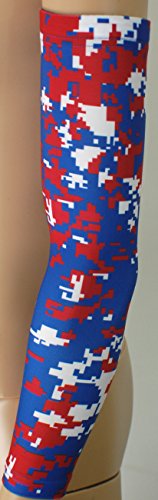 New! Royal Blue Red White Digital Camo Arm Sleeve - Moisture Wicking Compression