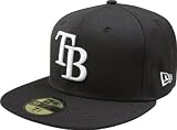 MLB Tampa Bay Rays Black with White 59FIFTY Fitted Cap