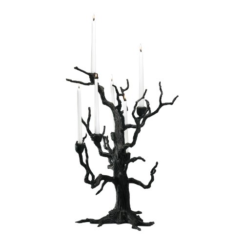 Rustic Carved Iron Tree Arm Candleholder