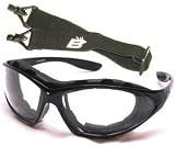 Birdz Eyewear Thrasher Motorcycle Glasses with Shatterproof Clear Lenses "Uni-head" Padded Glasses Fits Small, Medium and Even Large Size Head Has Removable Soft, Airy Foam Padded Gasket Skeet