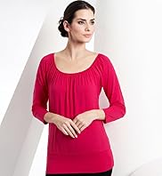 Petite 3/4 Sleeve Gathered Top