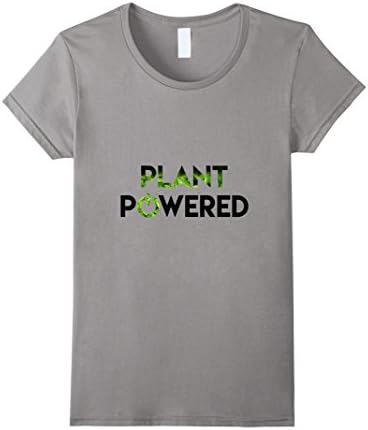 Women's Plant Powered T-Shirt | Vegan | Vegetarian | Men and Women Medium Slate
