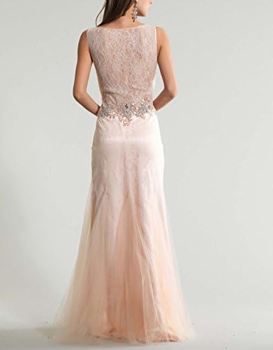 Sherrydress Women's Long Bateau neckline Illusion Floral Lace Mermaid Dress