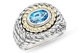 1 3/4 Carat Blue Topaz 14K Gold and Sterling Silver Ring