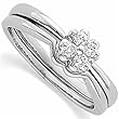 14K White Gold Diamond Flower Bridal Ring Set