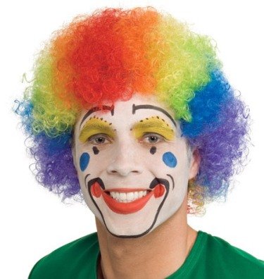 Rainbow Clown Funny Colorful Afro Halloween Costume Wig Adult