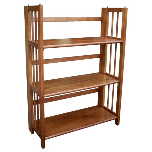 Yu Shan 3 Shelf Folding Stackable Bookcase, Honey Oak
