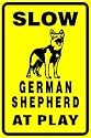 GERMAN SHEPHERD AT PLAY caution dog pet sign